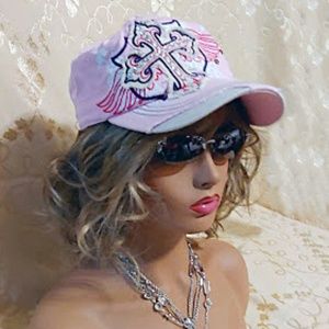 Hat -Rhinestone Cross Cadet Cap
